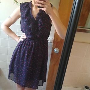 Forever 21 Navy blue heart ruffle dress